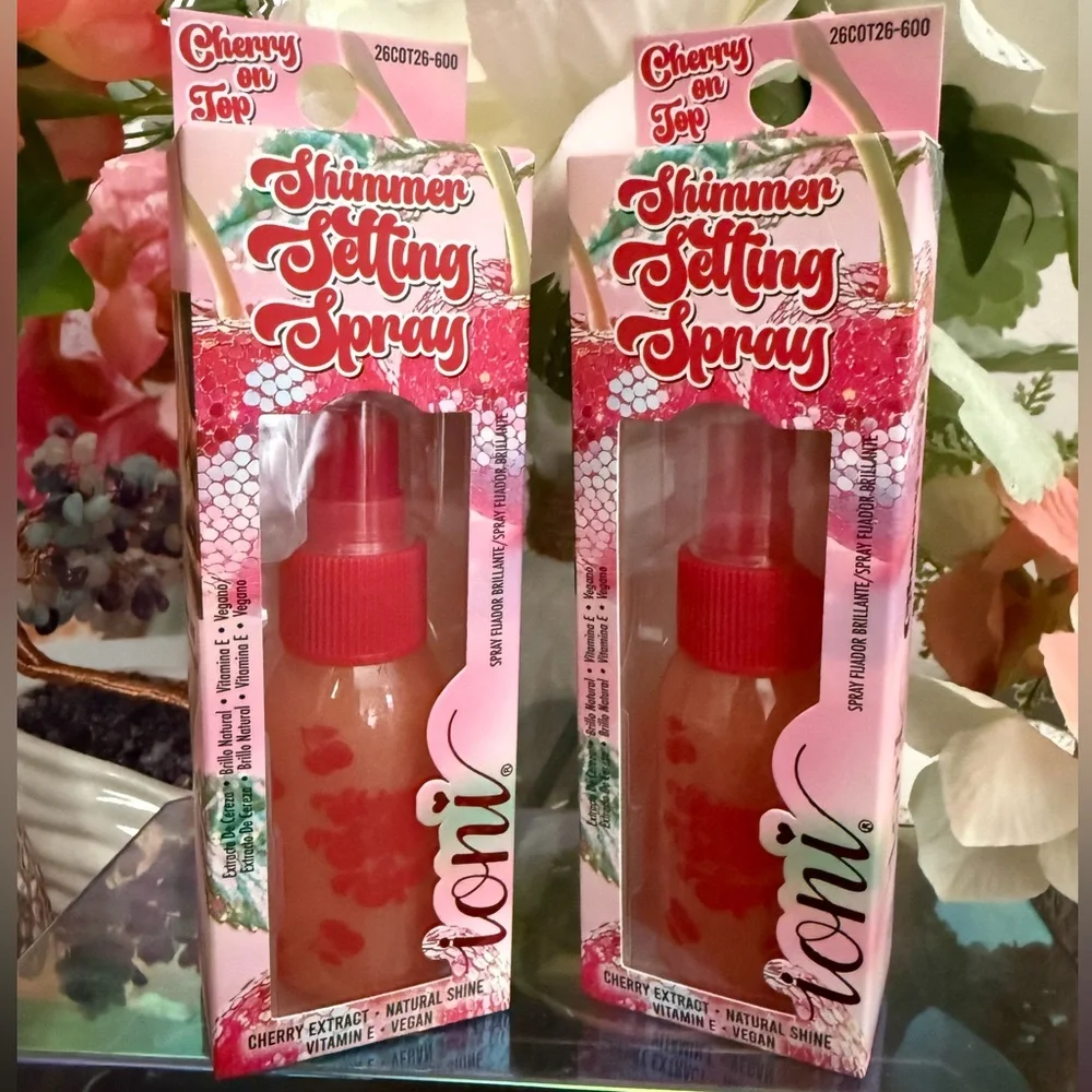 🆕🍒 IONI LIMITED EDITION CHERRY ON TOP SHIMMER SETTING SPRAY SET OF 2. BRAND NEW